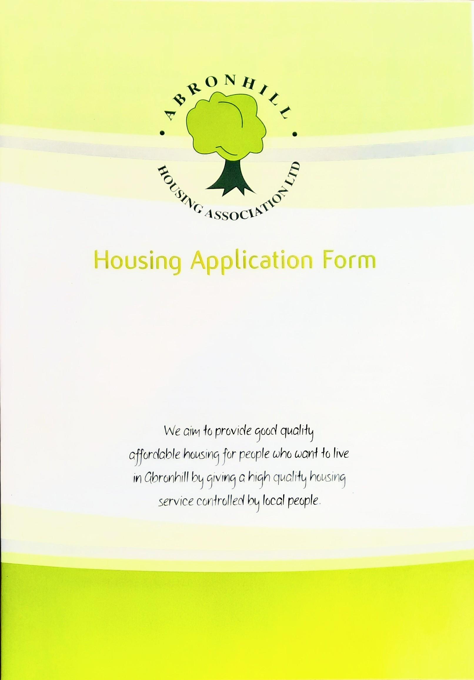 Picture of our housing application form front cover